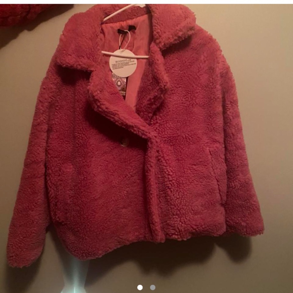 Boohoo pink Teddy coat